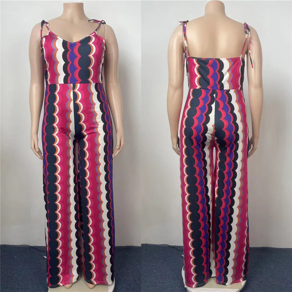 Maxy Plus Size Jumpsuit Women Clothing Casual Tank Slip Wide Leg One Piece Outfit Summer Fashion Romper