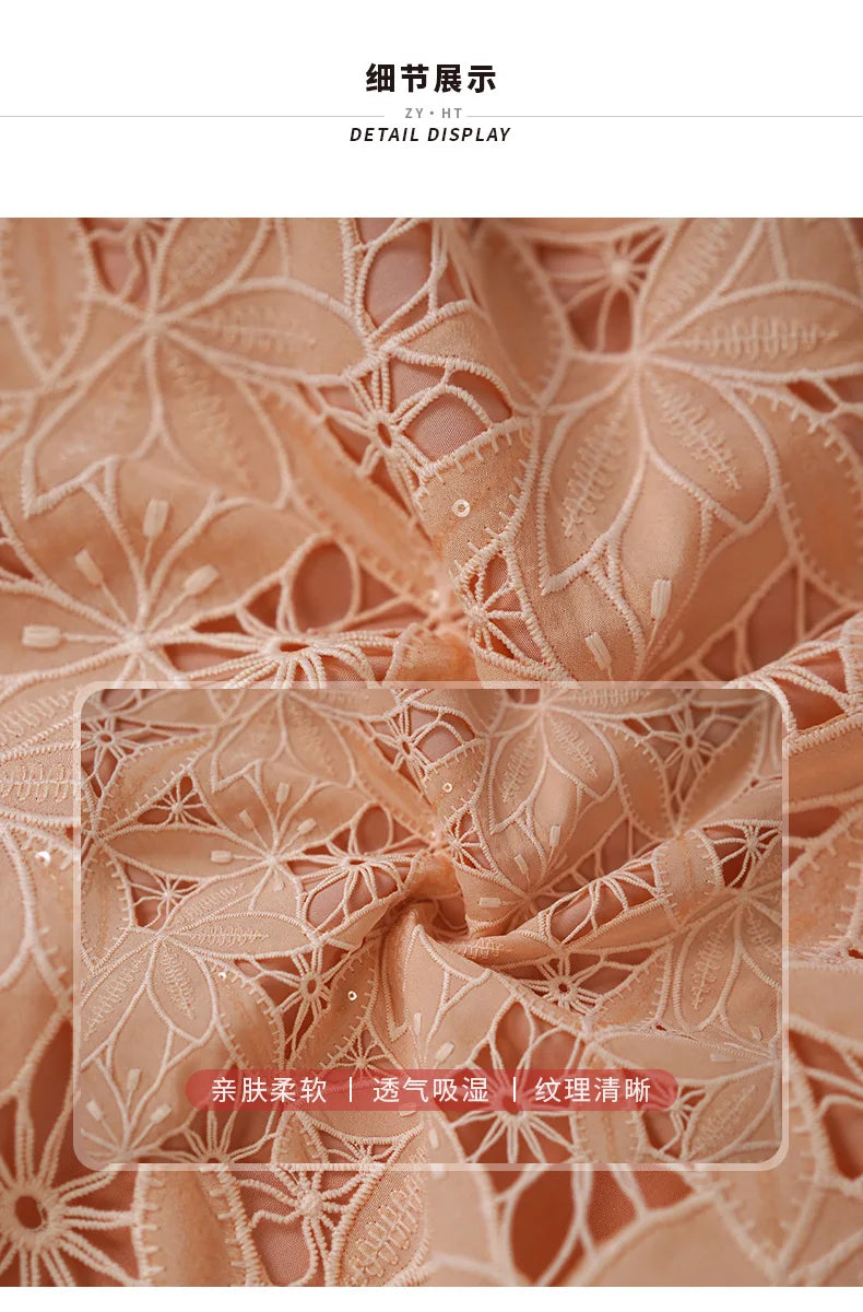 Summer 2024 Maxy new square collar water-soluble lace slim dress small children