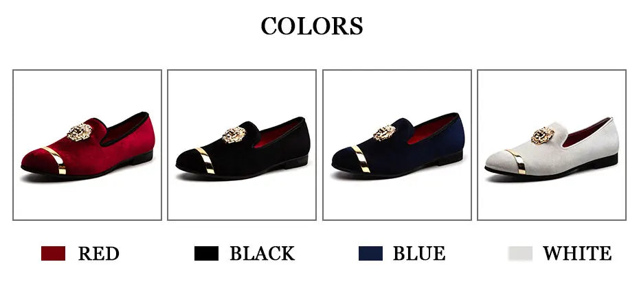 Visco Men Dress Shoes Wedding Party Shoes Loafers Fashion Tiger Gold Metal Men Flats Factory Big Size 38-47