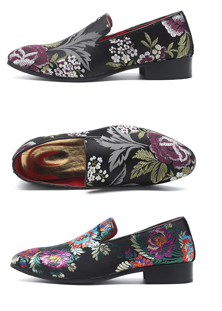 Visco Men's Casual Shoes Men's Comfortable Driving Loafers Light Moccasins Men Retro Embroidery Party Wedding Flats EUR Sizes 38-48