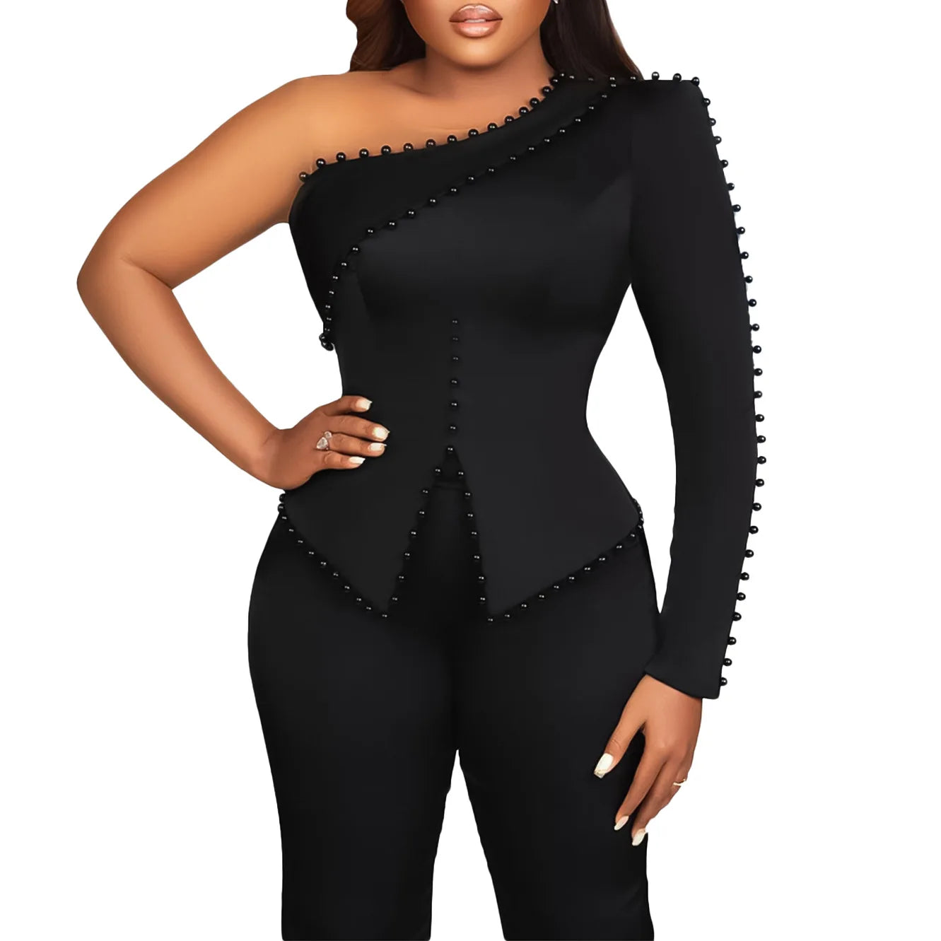 Macy Wear For Women 2 Piece Sets Beaded Top And Straight Pants Suit Two-piece Party Lady Matching Sets Africa Clothes Outfits