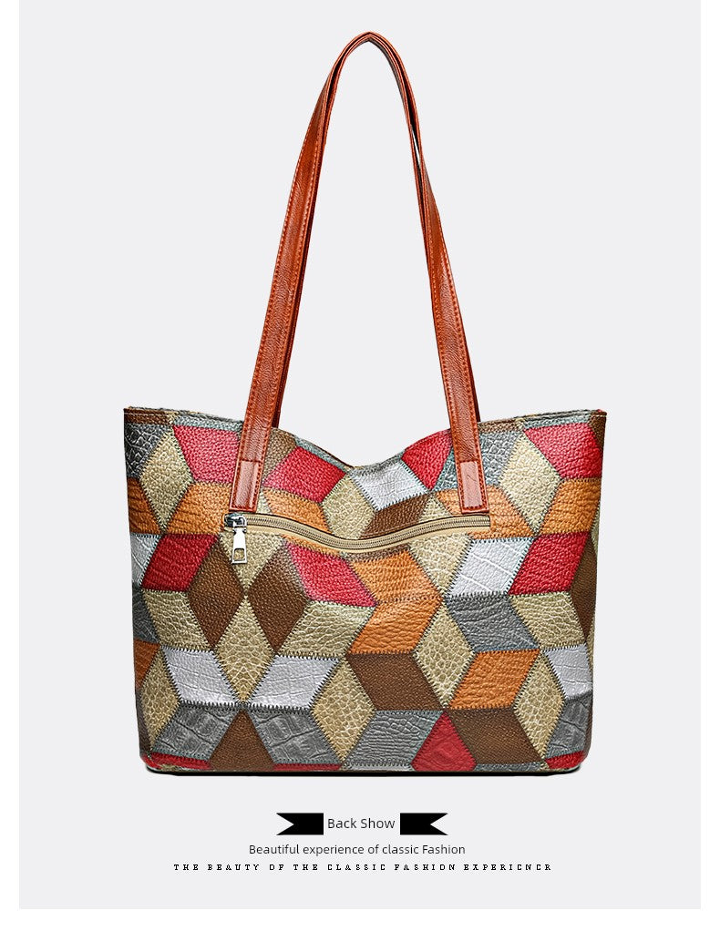 Maxy New Arrival Fashion Middle-Aged Soft Leather Print Big Bag