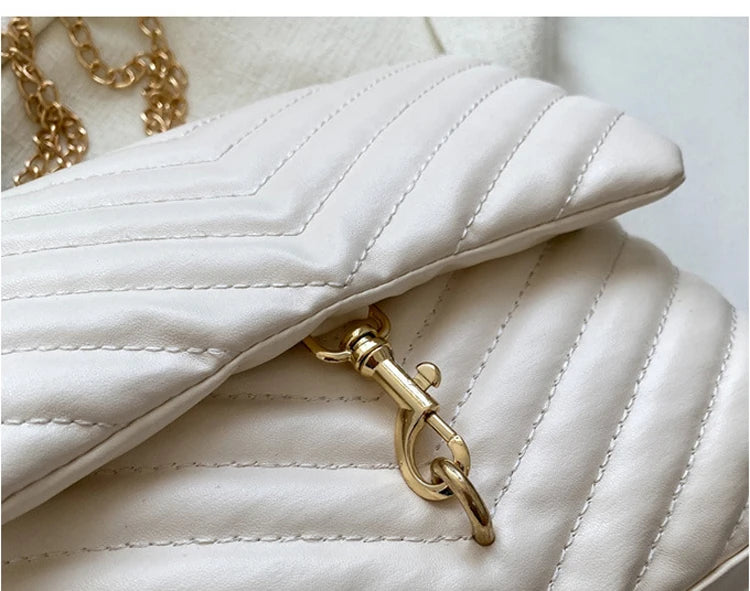 Maxy Casual Chain Crossbody Bags For Women Fashion Striped Shoulder Bag Large Capacity Flap Ladies Handbags