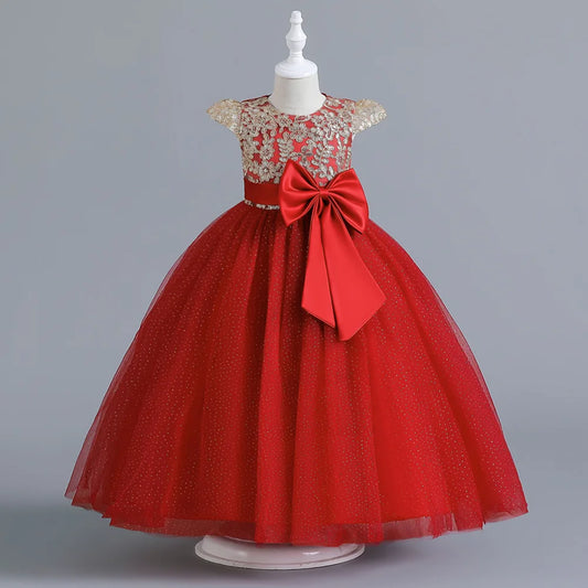 Maxy Girls' Wedding Dress Pompadour Princess Children's Christmas Evening Dresses