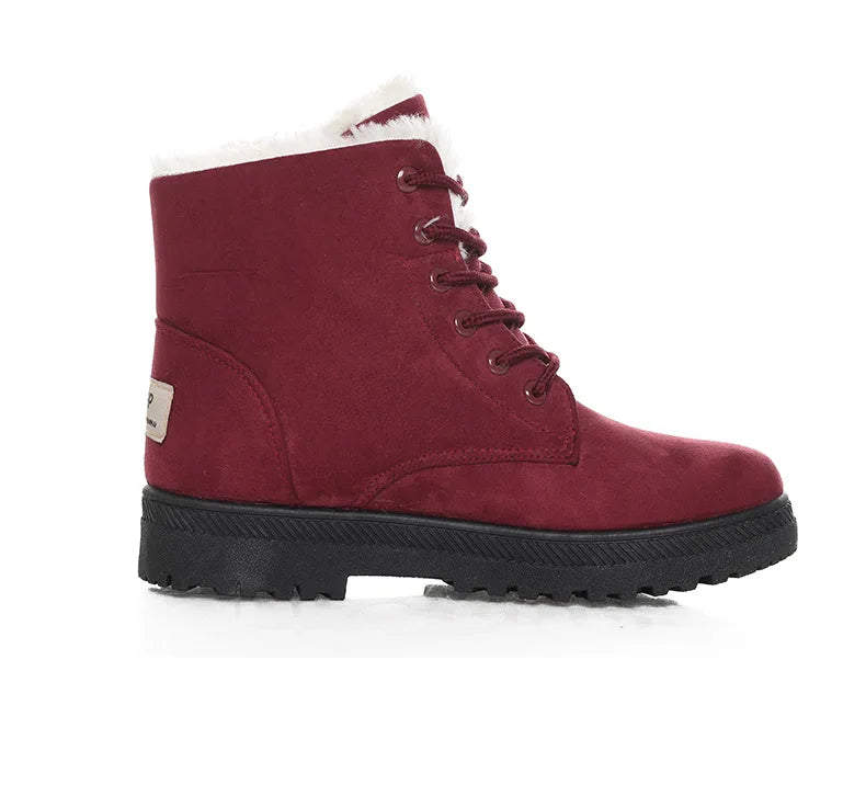 Maxy Women's Boots Winter Boots with Fur Low Heels Snow Boots Ankle Bota Feminina Platform Booties For Women Winter Shoes Heeled