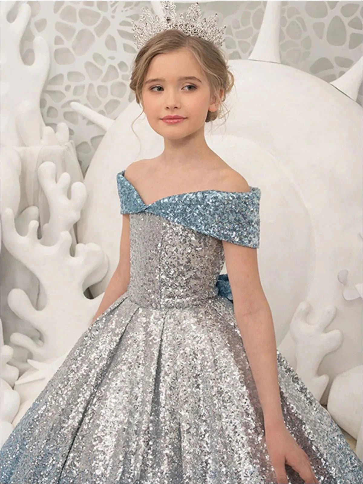 Babs Formal Kids Evening Dresses for Girls Birthday Party Elegant Sequins Dress Up Fluffy Long Luxury Pageant Prom Ball Gown Bow