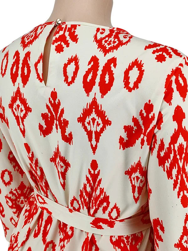 Maxy Plus Size loose Dresses for Women Long Sleeve Printed big harm Africa midi Dress New Style Fall Wholesale