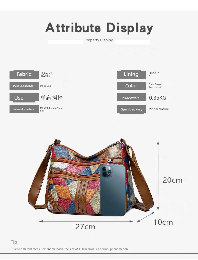 Maxy Multi-Layer Large Capacity Neutral Casual Shoulder Leather Women Bag