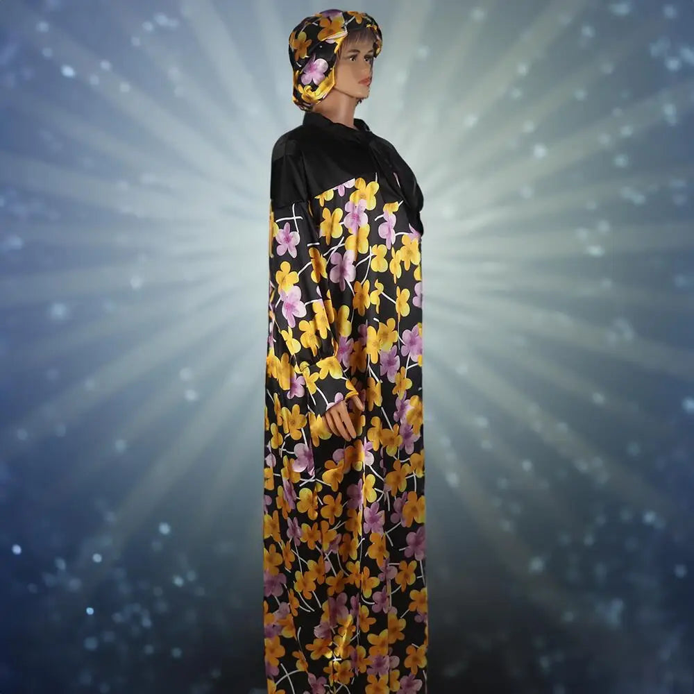 Maxy Smooth Rayon Fabric African Dresses for Woman Printing Dress Plus Size Elegant and Pretty Women's Dresses Female headband