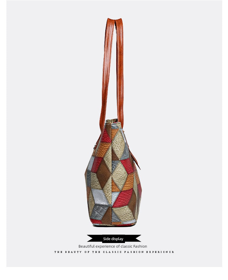 Maxy New Arrival Fashion Middle-Aged Soft Leather Print Big Bag