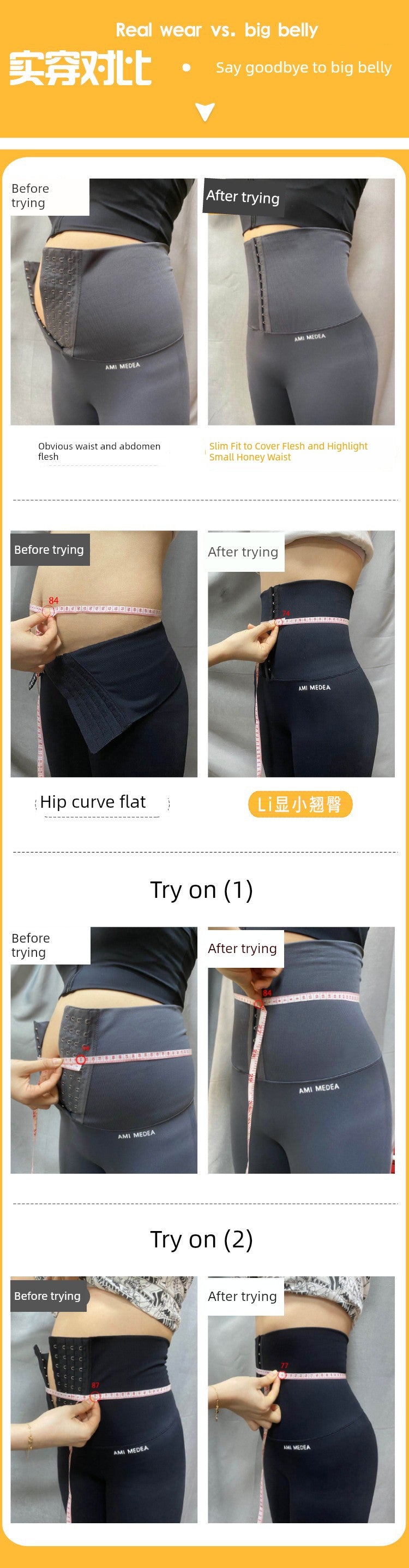 Babs Belly Shaping Fitness Pants Peach High Waist Stretch Yoga