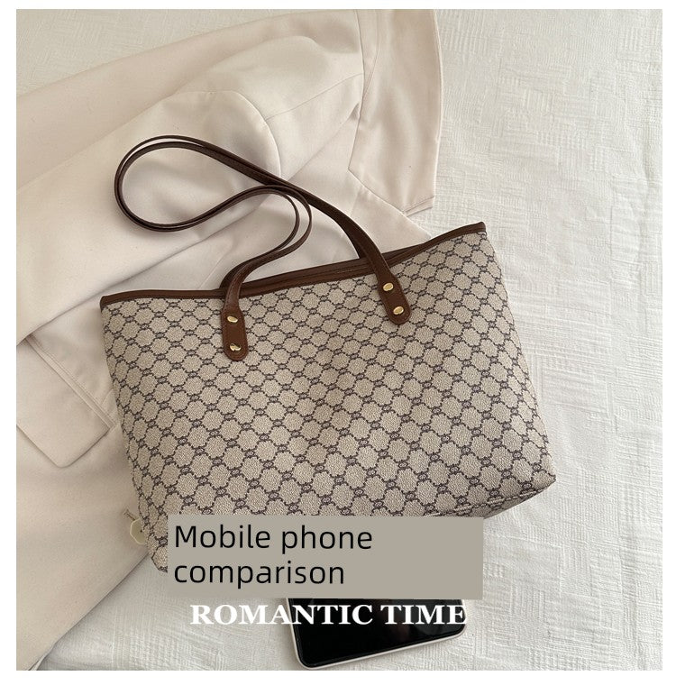 Maxy Retro Print Spring Big Bag New Trendy Beautiful Korean Style Women's Bag Shoulder Bag Commuter Large Capacity Tote Bag