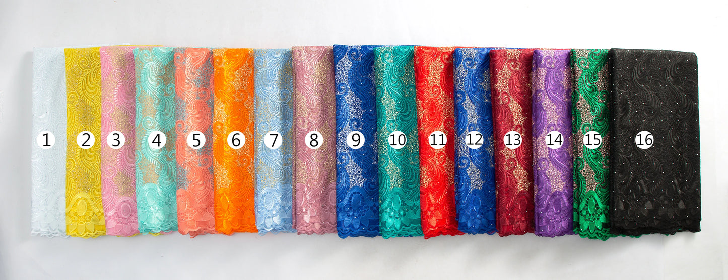 Macy French Mesh Lace Fabric with Rhinestones High Quality African Stones Lace Fabric Nigerian Lace for Women Party Dresses
