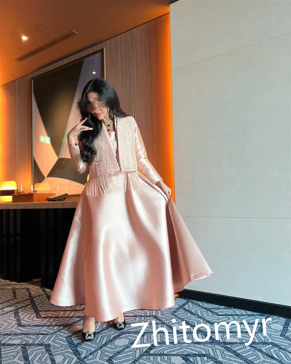 Maxy Customized Modern Style Formal Evening Square Collar Ball Gown Tassels Bespoke Occasion Evening Dresses