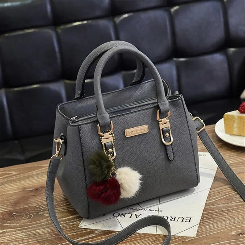 Maxy PU Leather Ladies Handbags Women Vintage Purse Plush Tassel Messenger Bags Tote Boston Shoulder Crossbody Bag