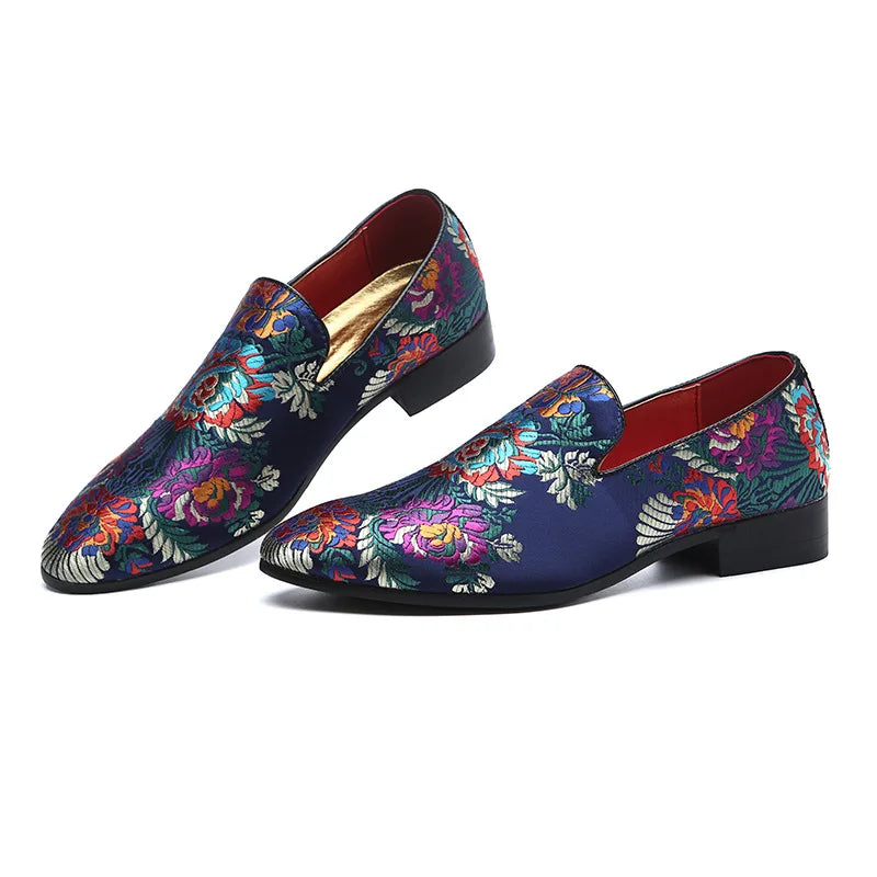 Visco Men's Casual Shoes Men's Comfortable Driving Loafers Light Moccasins Men Retro Embroidery Party Wedding Flats EUR Sizes 38-48