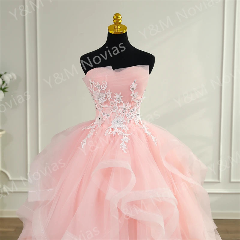 Maxy Customized Formal Evening Dresses Ball Gown Elegant Blue White Strapless Sleeveless Priness Evening Dresses for party New Design