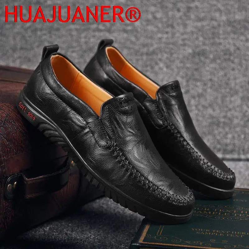 Visco Leather Men Casual Shoes 2024 Slip on Formal Loafers Shoes Men Italian Black Male Driving Shoes Big Size 37-47