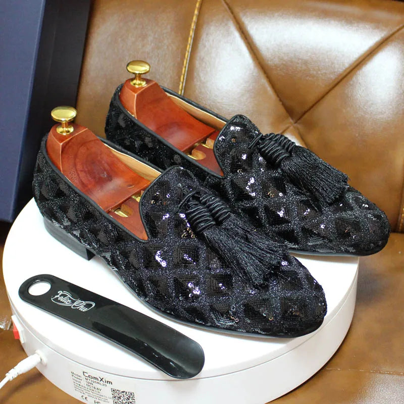 Maxy Fashion Designer Spring Summer Men's Tassel Loafers Wedding Casual Shoes Black Red Luxury Brand Men's Dress Fashion Shoes for Men