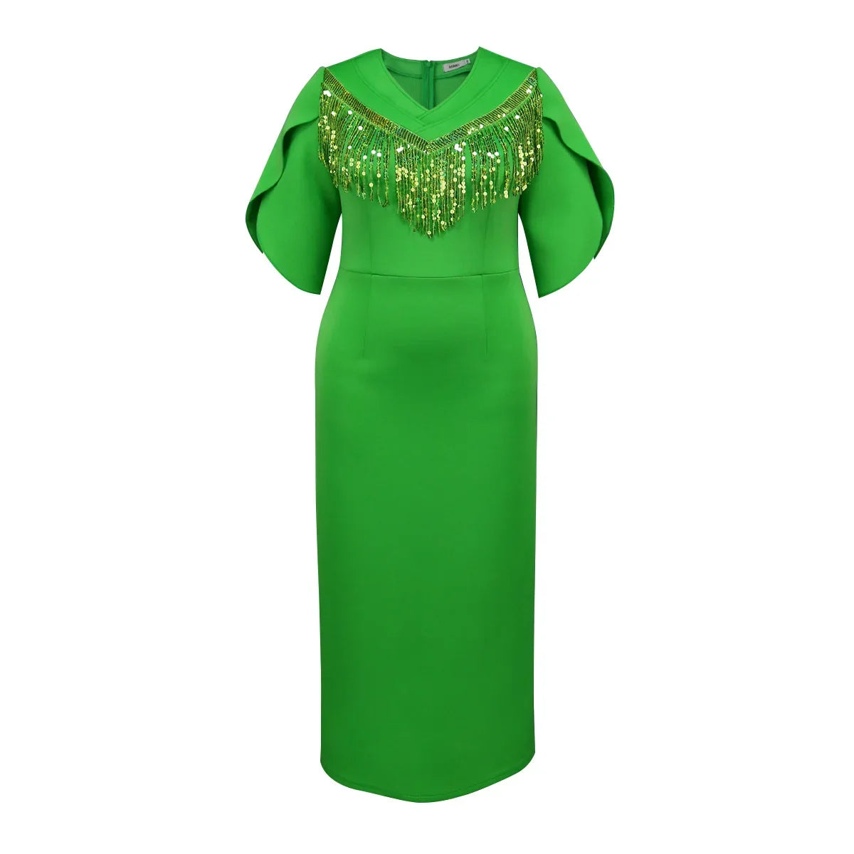 Elegant Macy African Party Evening Dresses for Women Autumn African Half Sleeve V-neck Polyester Long Macy Dress Green Gowns Outfits