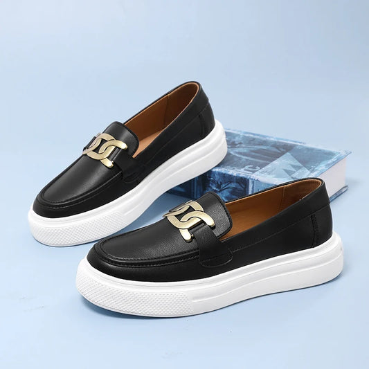 Visco Brand Black Men's Leather Casual Shoes Sale Luxury men Comfort Loafers Women Men Slip-on Shoes Driving Footwear