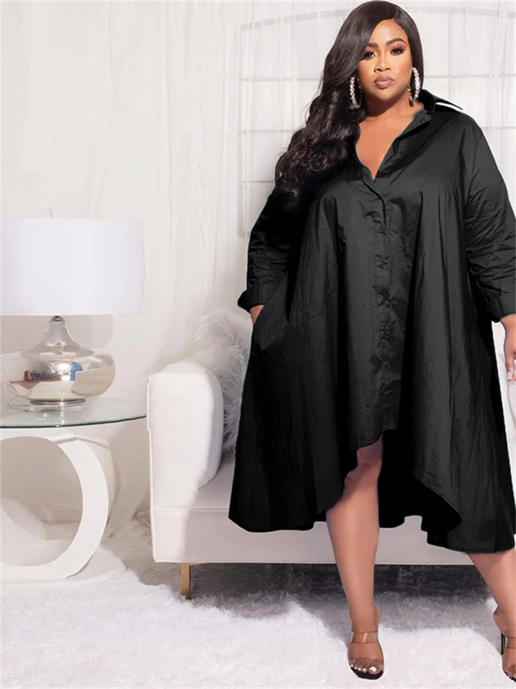 Maxy Plus Size Shirt Dresses Women Clothing Casual Loose dress