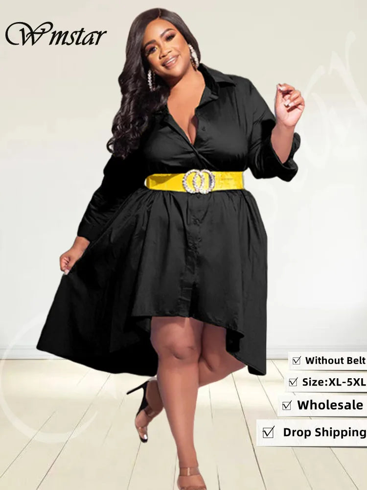 Maxy Plus Size Shirt Dresses Women Clothing Casual Loose dress