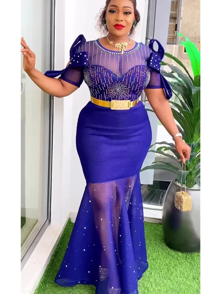 Maxy Plus Size African Party Dresses for Women Dashiki Ankara Turkey Wedding Evening Gown Sexy Bodycon Maxy Long Dress Africa Clothes