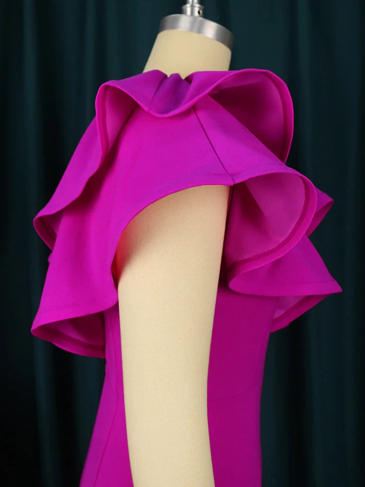 Babs Off Shoulder Dresses Fuchsia Women Sleeveless Sexy Bodycon Midi Dress Evening Cocktail Party Outfits for Ladies Summer Gowns 4XL
