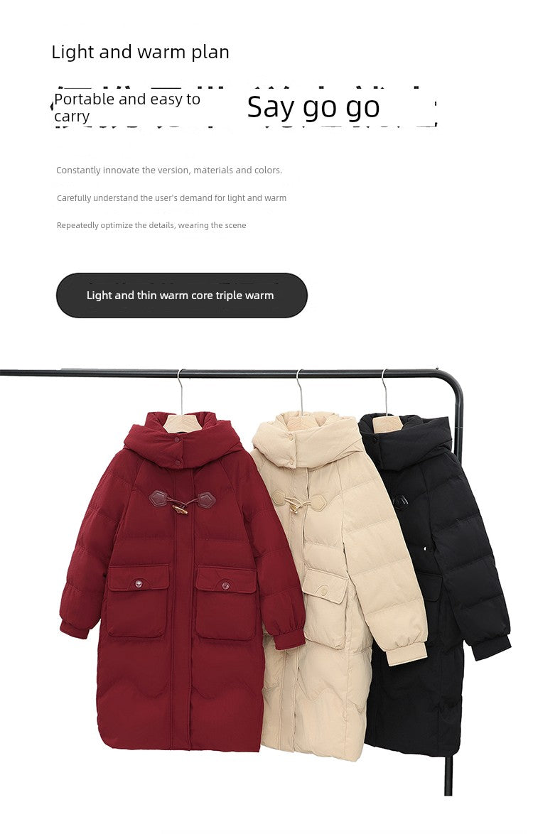Maxy Yaloo Mid Length Long Length Loose and Warm Outwear down Jacket