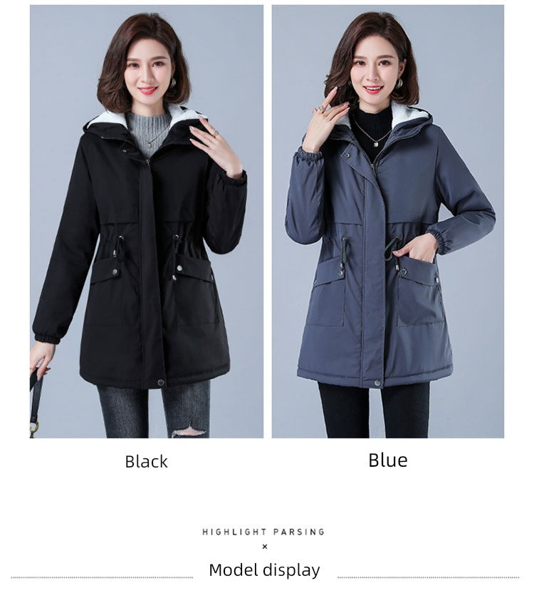 Maxy Length Long Length Autumn and Winter Casual Thickening Cotton Coat Trench Coat