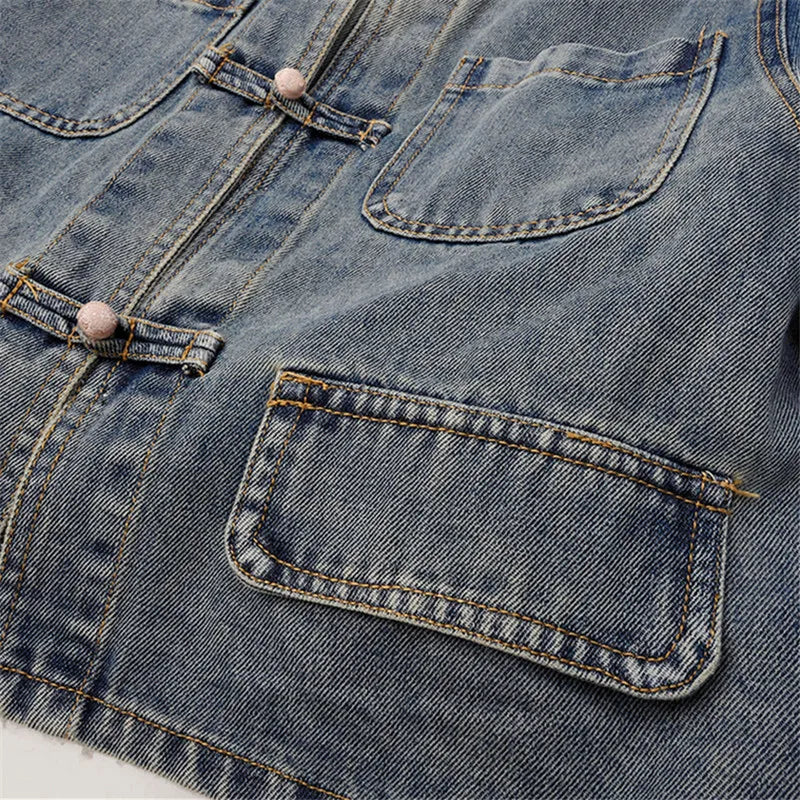 Maxy Natural Fox Fur Collar Rabbit Hair Liner Denim Jacket Women Cowboy Outwear Winter Thick Vintage Slim Short Jeans Jacket Female