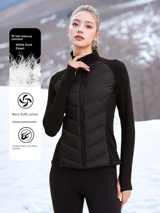 Maxy Women's Stand-up Collar Thermal Silm Slim Looking Sports down Jacket