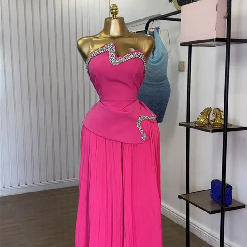 Maxy CM. YAYA Women's Set Diamonds Hot Rhinestones Crop Top and Pleated Wide Leg Pants Suit 2025 Two 2 Piece Sets Outfits Tracksuit