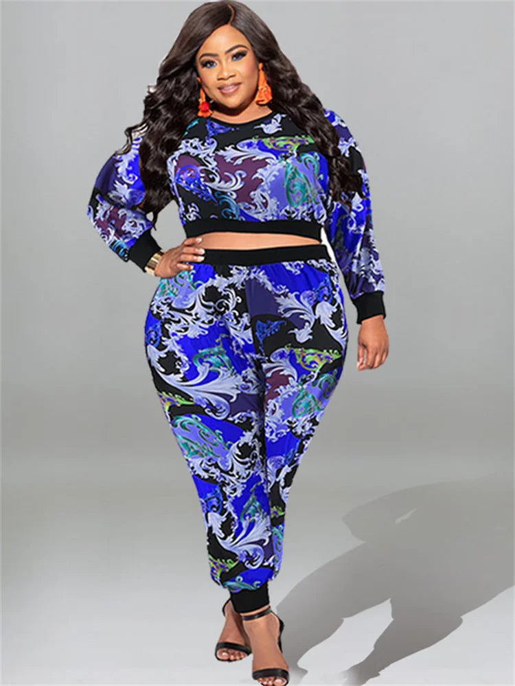 Maxy Plus Size Two Piece Set Women Clothing Long Sleeve Tops and Pants Sets Leggings Matching Set