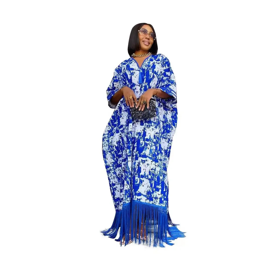 Maxy 2024 African Dresses for Women Tassels African Fashion Boubou Dashiki Ankara Outfits Evening Gown