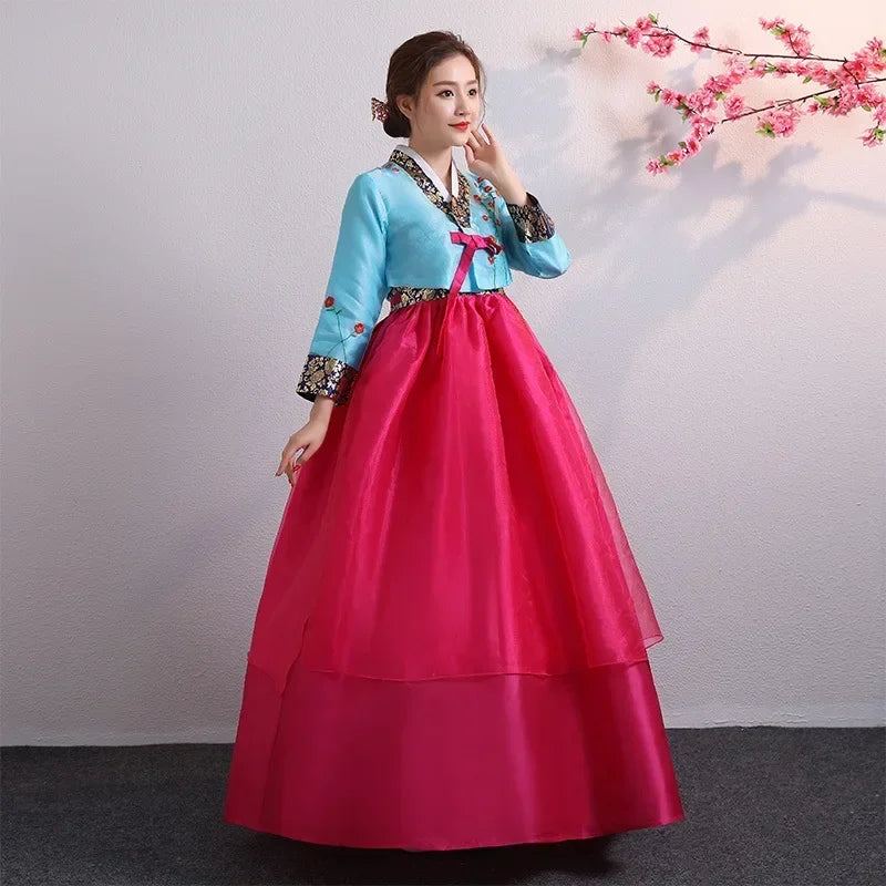 Babs Korean Minority Palace Performance Court Clothes Flower New Year Wedding Party Dance Dress