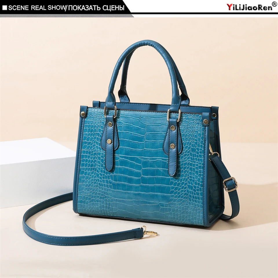 Maxy Luxury Crocodile Pattern Handbag Women Large Tote Shoulder Bags Designer Fashion Alligator Leather Crossbody Bag Ladies Handbags
