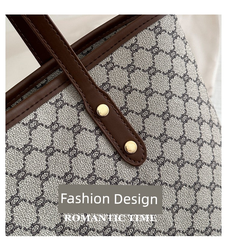 Maxy Retro Print Spring Big Bag New Trendy Beautiful Korean Style Women's Bag Shoulder Bag Commuter Large Capacity Tote Bag