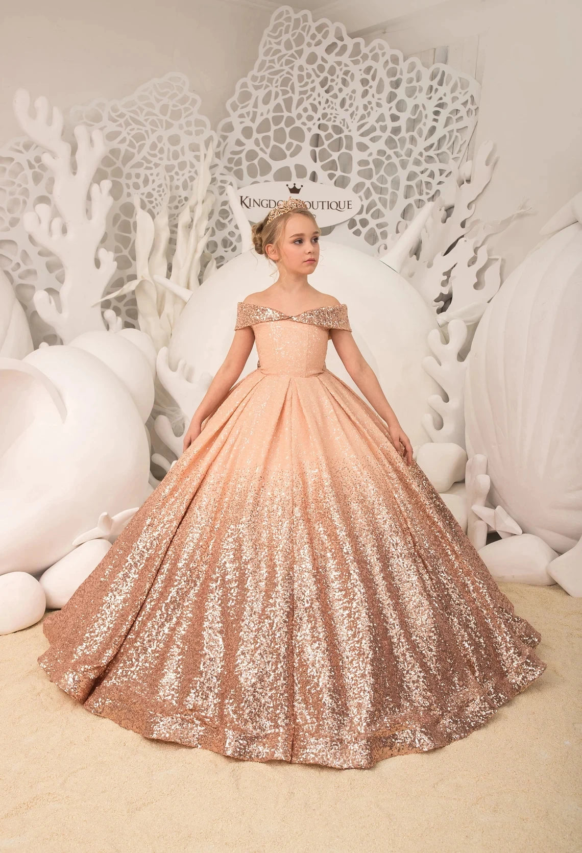 Babs Formal Kids Evening Dresses for Girls Birthday Party Elegant Sequins Dress Up Fluffy Long Luxury Pageant Prom Ball Gown Bow