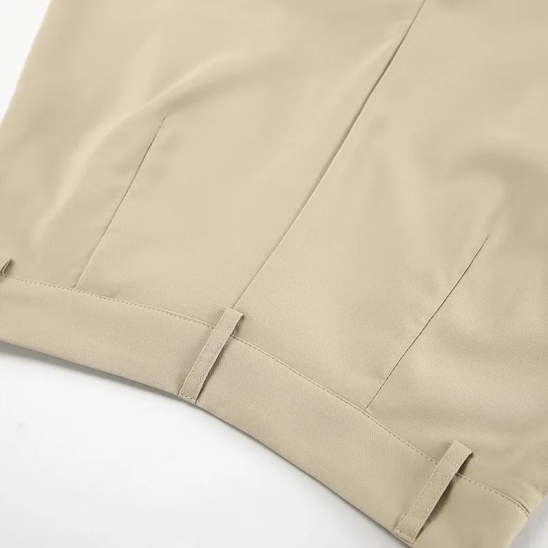 Maxy Spring Summer Women Office Shorts Suit Set Solid Khaki Sleeveless Halter Outfit 2 Piece Matching Sets For Women