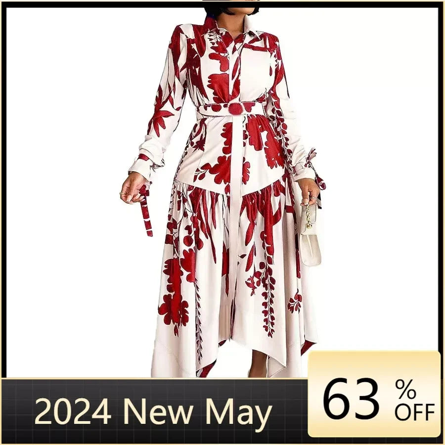 Babs Elegant Polyester African Party Evening Dresses for Women Summer 2024 African Long Sleeve Print Long Macy Dress Gowns Outfits