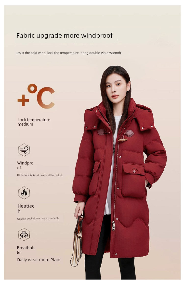 Maxy Yaloo Mid Length Long Length Loose and Warm Outwear down Jacket
