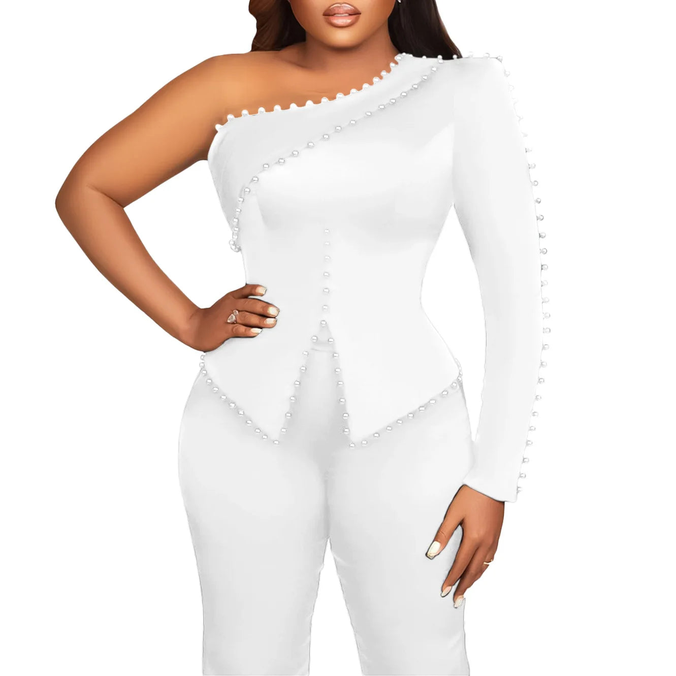 Macy Wear For Women 2 Piece Sets Beaded Top And Straight Pants Suit Two-piece Party Lady Matching Sets Africa Clothes Outfits