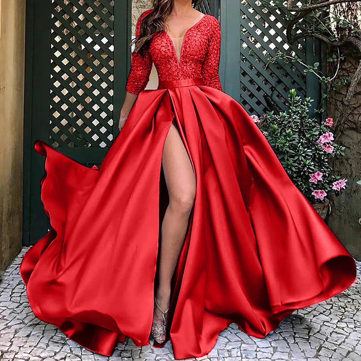 Maxy Women's Elegant Evening Dresses Women's Fashionable Long Dresses Trailing Evening Dresses Solid Color Floor-Length Dresses