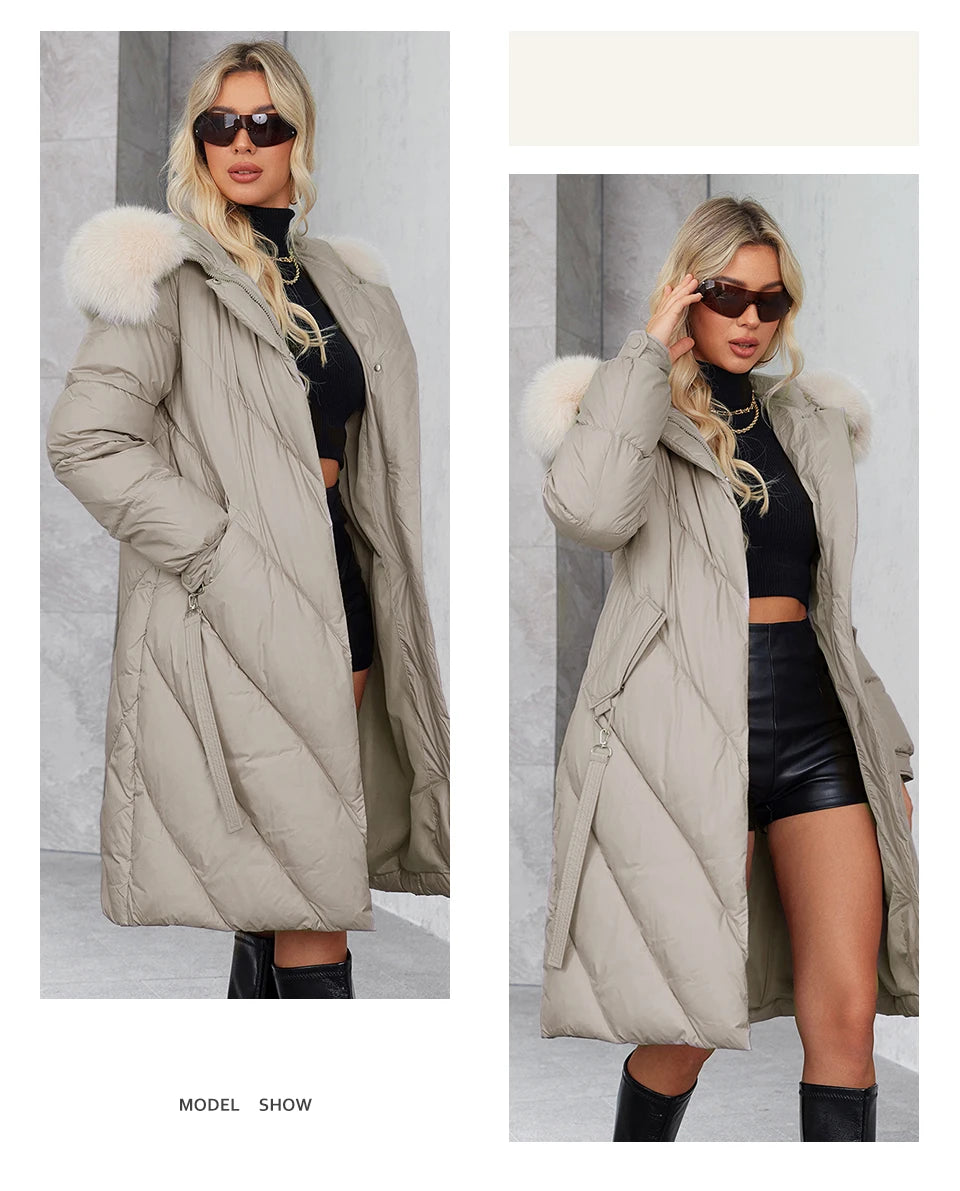 Macy Women's Winter Plus Size Long Parka Coat Warm Women's Jacket Slash Pocket Fashion Hooded Women's Jacket