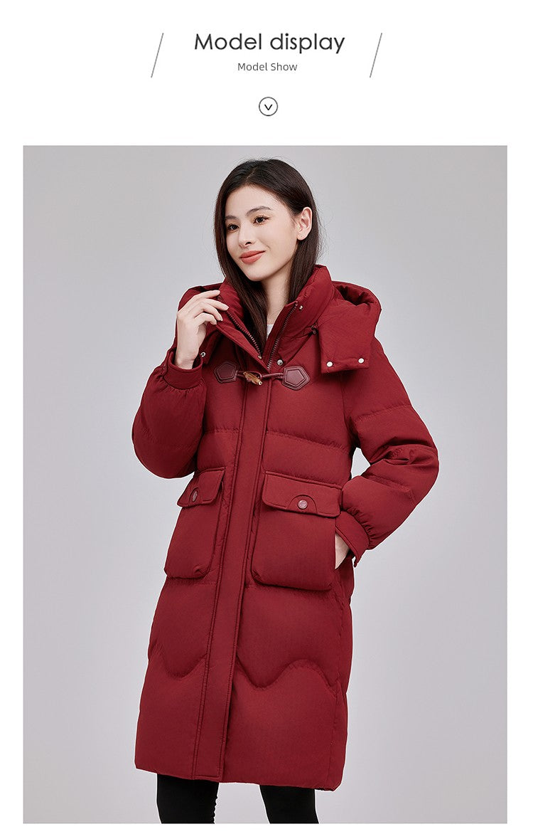 Maxy Yaloo Mid Length Long Length Loose and Warm Outwear down Jacket