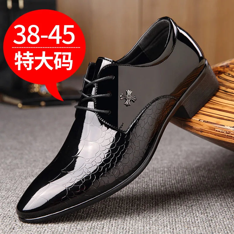 Visco Newest oxford shoes for men luxury patent leather wedding shoes pointed toe dress shoes classic derbies plus size 38-48