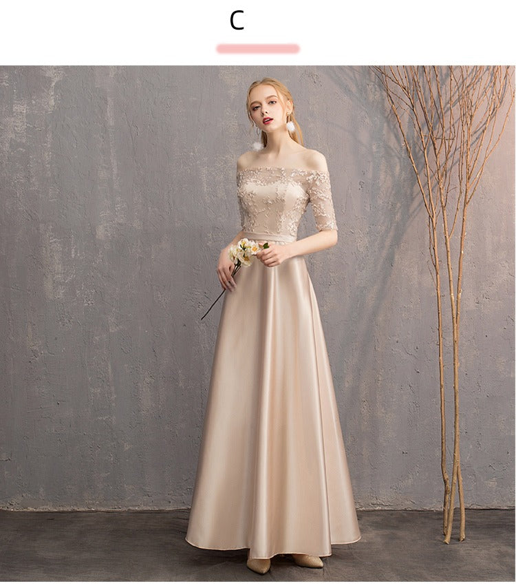 Maxy Bridesmaid Babs Dress Women 2024 New High Sense Niche Banquet Student Choir Performance Sisters Skirt Long Evening dress