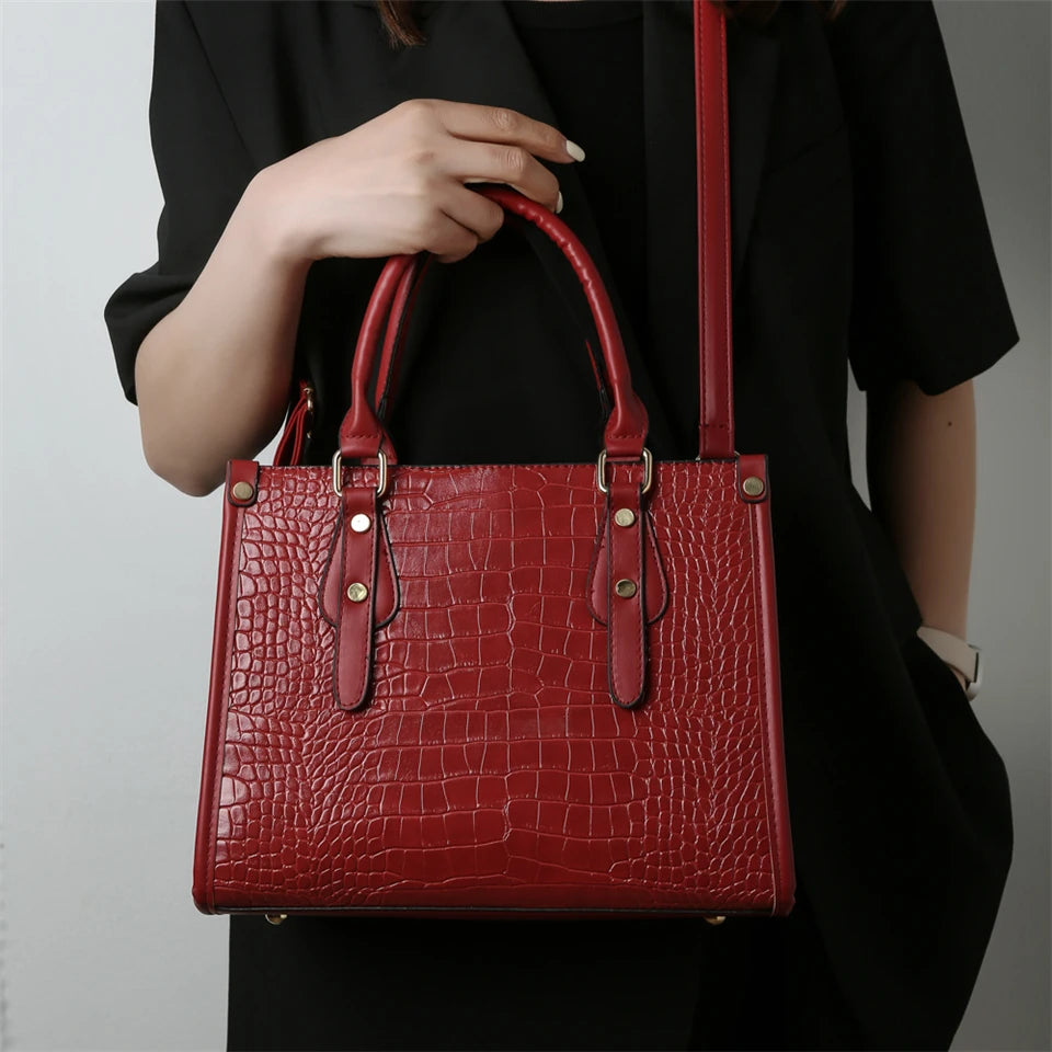 Maxy Luxury Crocodile Pattern Handbag Women Large Tote Shoulder Bags Designer Fashion Alligator Leather Crossbody Bag Ladies Handbags